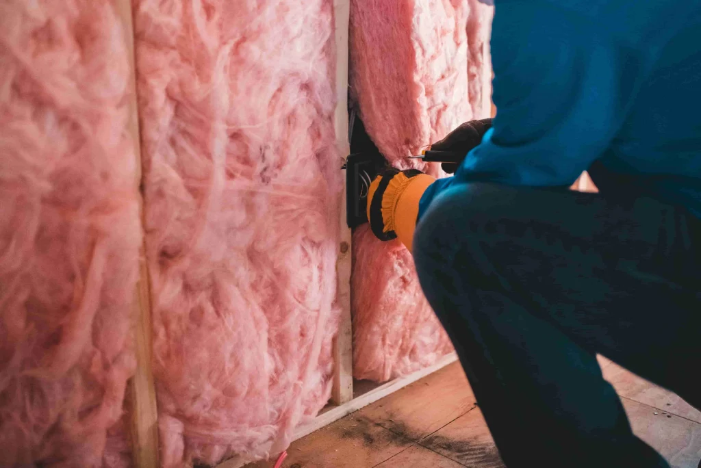 picture of man fixing house insulation