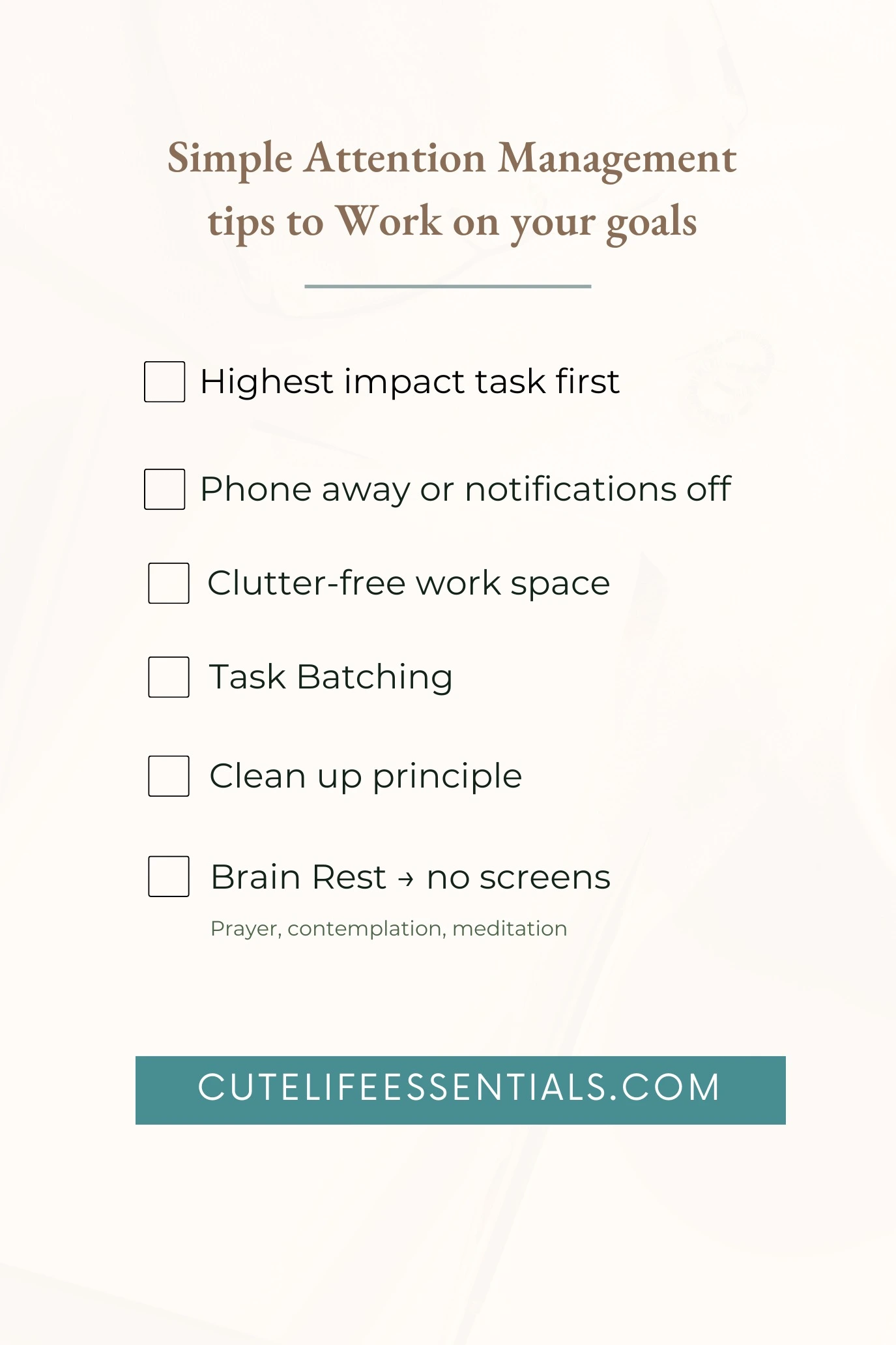 Simple attention management tips to work on your goals checklist